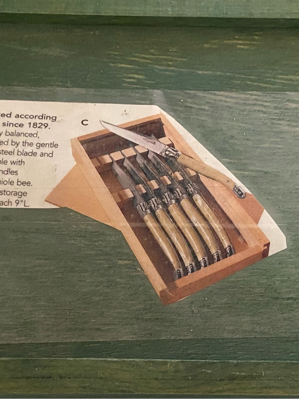 Wooden Knife Storage Box with Natural Tan Handles